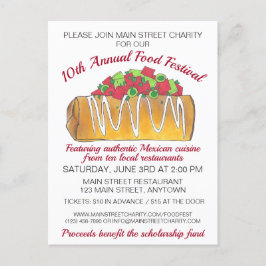 Cartão Postal De Convite Festa de Comida de ex-texto mexicano Chimichanga