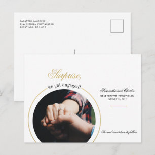 Cartão Postal De Convite Festa de Compromisso com Foto de Noivado Moderna