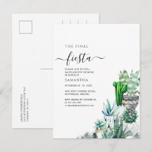 Cartão Postal De Convite Festa de Despedida de Solteira com Verde Cacto