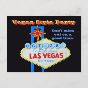 Cartão Postal De Convite Festa de Estilo de Vegas de Data Personalizada