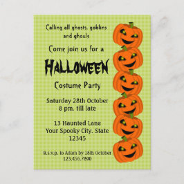 Cartão Postal De Convite Festa de Fantasia de Abóbora de Halloween