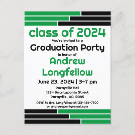 Cartão Postal De Convite Festa de formatura Bares Verde e Preto