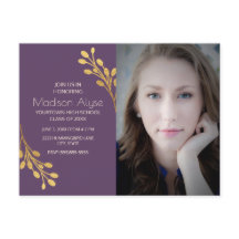 Festa de Formatura com Foto Roxo e Dourado Elegant