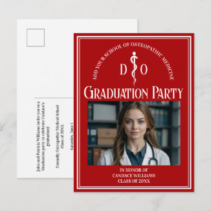 Cartão Postal De Convite Festa de Formatura da Escola Médica Osteopata Verm