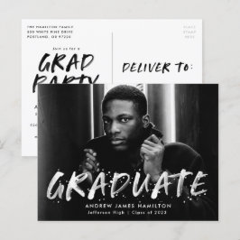 Cartão Postal De Convite Festa de formatura de Fotografias do Modern Paint