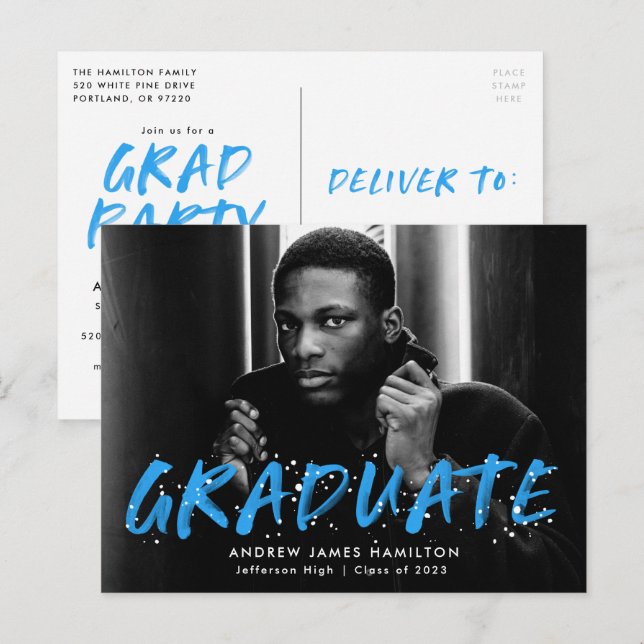 Cartão Postal De Convite Festa de formatura de Fotografias do Tabuleiro de  (Frente/Verso)