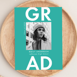 Cartão Postal De Convite Festa de formatura de Fotografias Turquoise de For