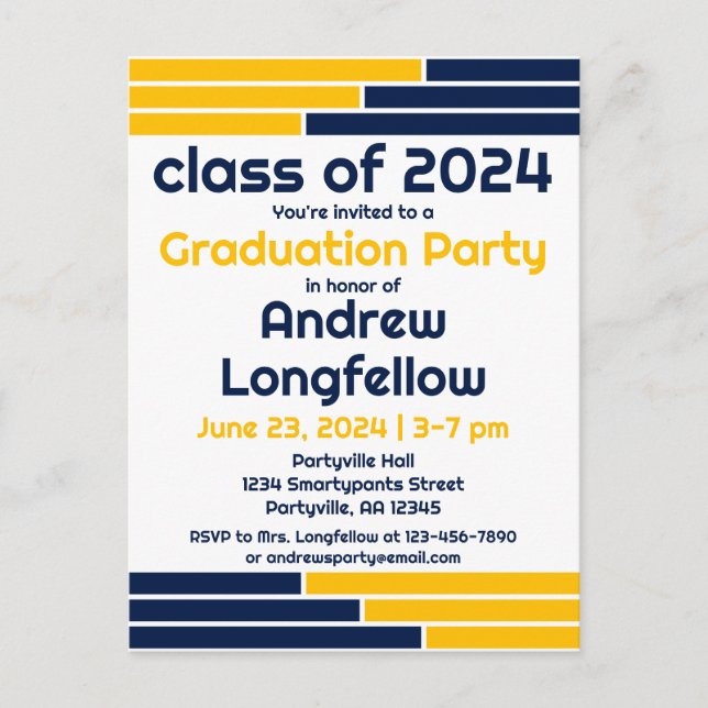 Cartão Postal De Convite FESTA DE FORMATURA e BARES DOURADOS (Frente)