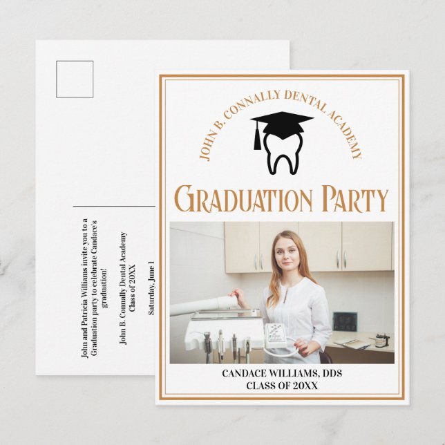 Cartão Postal De Convite Festa de Formatura Personalizada da Escola de Odon (Frente/Verso)