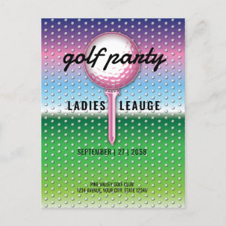Cartão Postal De Convite Festa de Golfe para Senhoras Elegantes Design