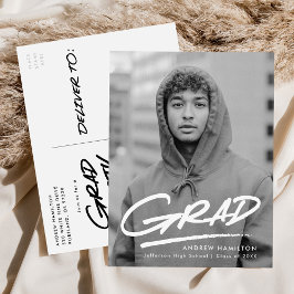 Cartão Postal De Convite Festa de Graduação de Foto Grad com Traço Moderno