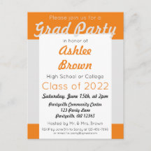 Festa de Graduação Silver Orange Bold Grad Party