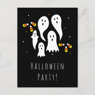 Cartão Postal De Convite Festa de Halloween Fantasmas e Milho Doce Preto La