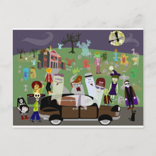 Cartão Postal De Convite Festa de Halloween Graveyard Assombrada