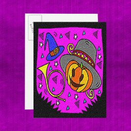 Cartão Postal De Convite Festa de Halloween Jack O'Lanterna - Roxo