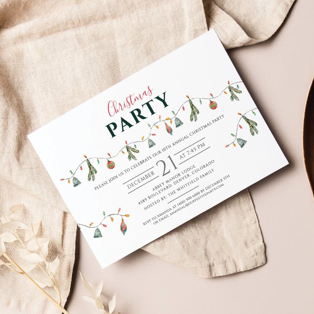 Cartão Postal De Convite Festa de Natal 2025 - Russo Moderno (Christmas Party Boho Rustic Invitation)