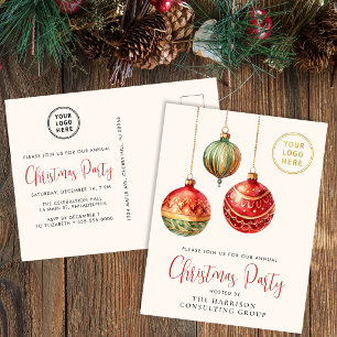 Cartão Postal De Convite Festa de Natal Corporativa Elegante de Fim de Ano