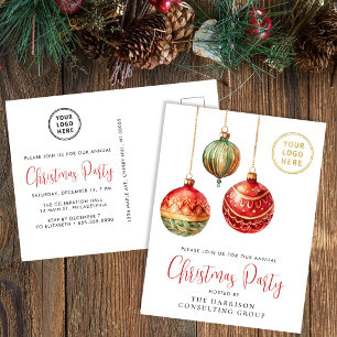 Cartão Postal De Convite Festa de Natal Corporativa Elegante de Fim de Ano