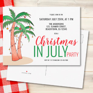 Cartão Postal De Convite Festa de Natal em Julho de Verão
