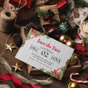 Cartão Postal De Convite Festa de Natal em Pinho Rústico Branco   Salve a D