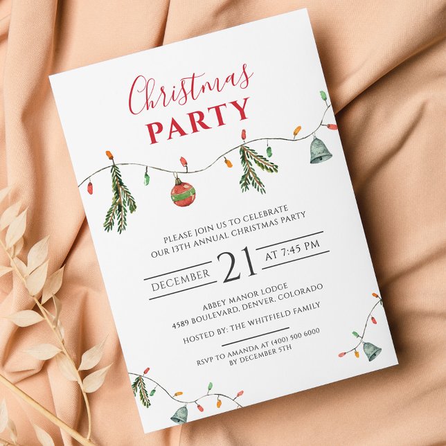 Cartão Postal De Convite Festa de Natal Moderna do Office Party (Family Christmas Party Boho Invitation Postcard)