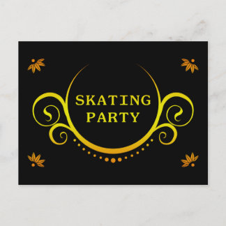 Cartão Postal De Convite festa de patinação elegante