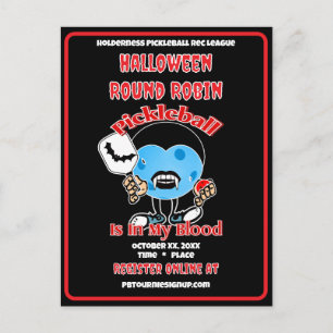 Cartão Postal De Convite Festa de Pickleball de Halloween Round Robin Vampi