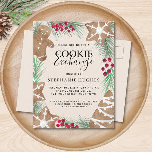 Cartão Postal De Convite Festa de Trocas de Biscoitos de Natal