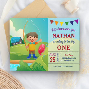 Cartão Postal De Convite Festa de Um Ano dos Meninos da Grande Pescaria