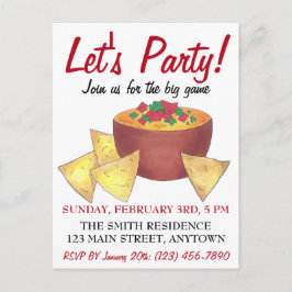 Cartão Postal De Convite Festa de vamos! Grandes Chips Nacho de Futebol