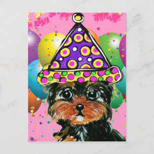 Cartão Postal De Convite Festa do Cão Yorkie Poo