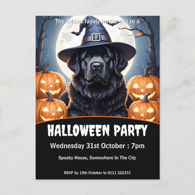 Cartão Postal De Convite Festa do Dia das Bruxas na Terra Nova (Frente)