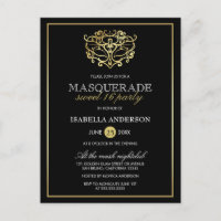 Festa Elegante Dourada e Mascarada Negra Doce 16
