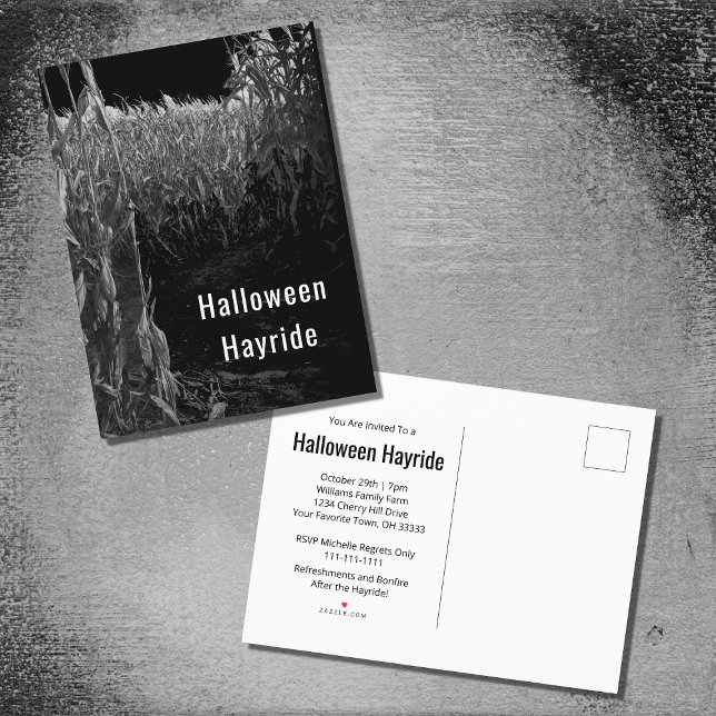 Cartão Postal De Convite Festa Gothic Cornfield Halloween Hayride (Criador carregado)