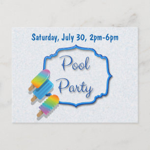 Cartão Postal De Convite Festa na piscina do Popsicle