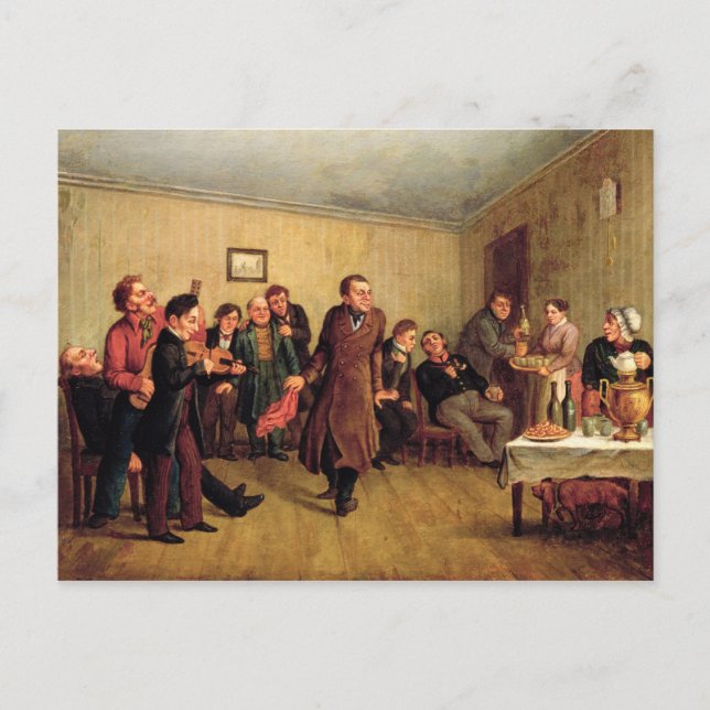 Cartão Postal De Convite Festa noturna de um comerciante (Frente)