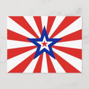 Cartão Postal De Convite Festa Patriótica Estrela Vermelha Americana Explos