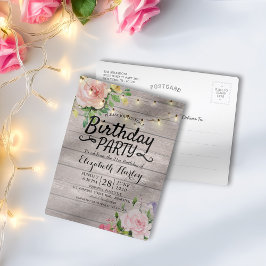 Cartão Postal De Convite Festas de aniversário Flores Rústicas De Cordas De