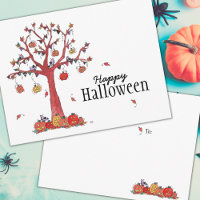 Festive Halloween Party Tree with Birds