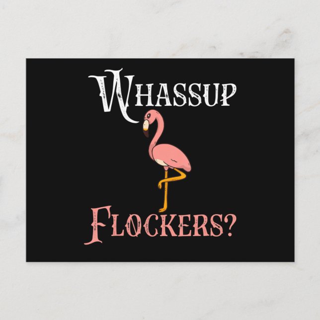 Cartão Postal De Convite Flamingo | Bloqueadores Flamingo Whassup (Frente)