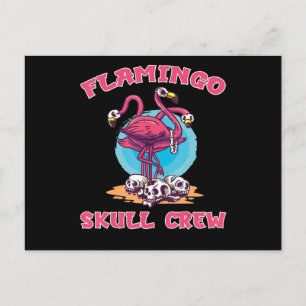 Cartão Postal De Convite Flamingo   Fantasia de Halloween Flamingo Skull Cr