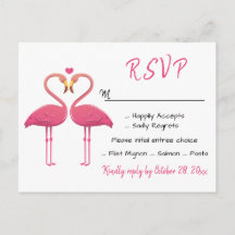 Flamingo Pink RSVP Casamento Tropical Luau Beach