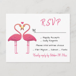 Cartão Postal De Convite Flamingo Pink RSVP Casamento Tropical Luau Beach