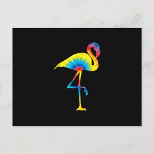 Cartão Postal De Convite Flamingo Tie Dye Arco-íris Estampa Pássaro Animal 