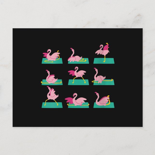 Cartão Postal De Convite Flamingo Yoga Pose Exercício De Meditação (Frente)