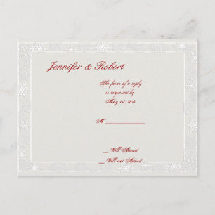 Cartão Postal De Convite Floco de neve de prata e branco que Wedding o