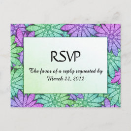 Cartão Postal De Convite Floral Brilhante com RSVP do Cardápio