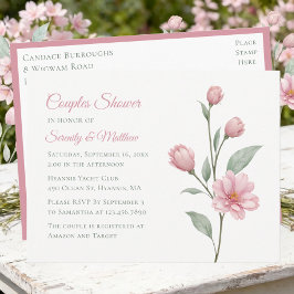 Cartão Postal De Convite Floral Watercolor Dusty Rose Sage Couples Shower