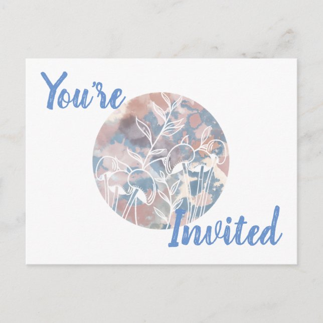 Cartão Postal De Convite Flores Brancas de Aquarela (Frente)