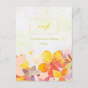 Cartão Postal De Convite Flores Tropicais Havaianas Casando RSVP